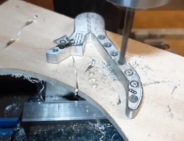 Drilling the weight reducing holes Drilling the weight reducing holes