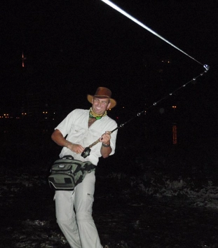 Jacques "winching" in a shark Jacques "winching" in a shark