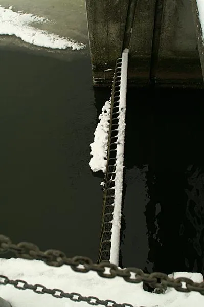 Sluice and grid - The stream has been closed off from the sea by a large grid. Fish and birds seem to be able to pass through, though